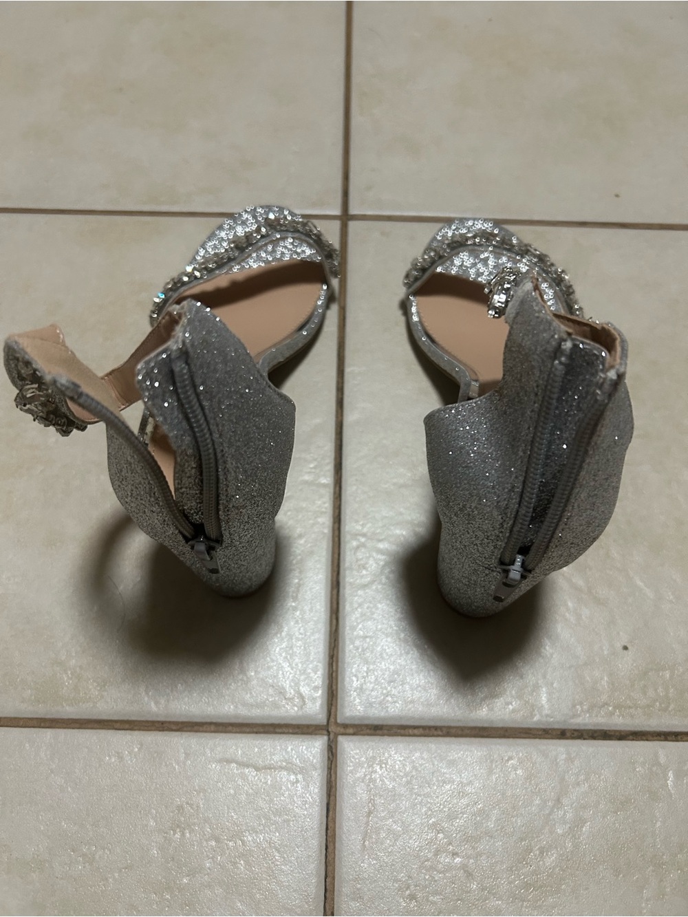 Sparkling Silver Ankle-Strap Evening Sandals - Picture 2 of 5